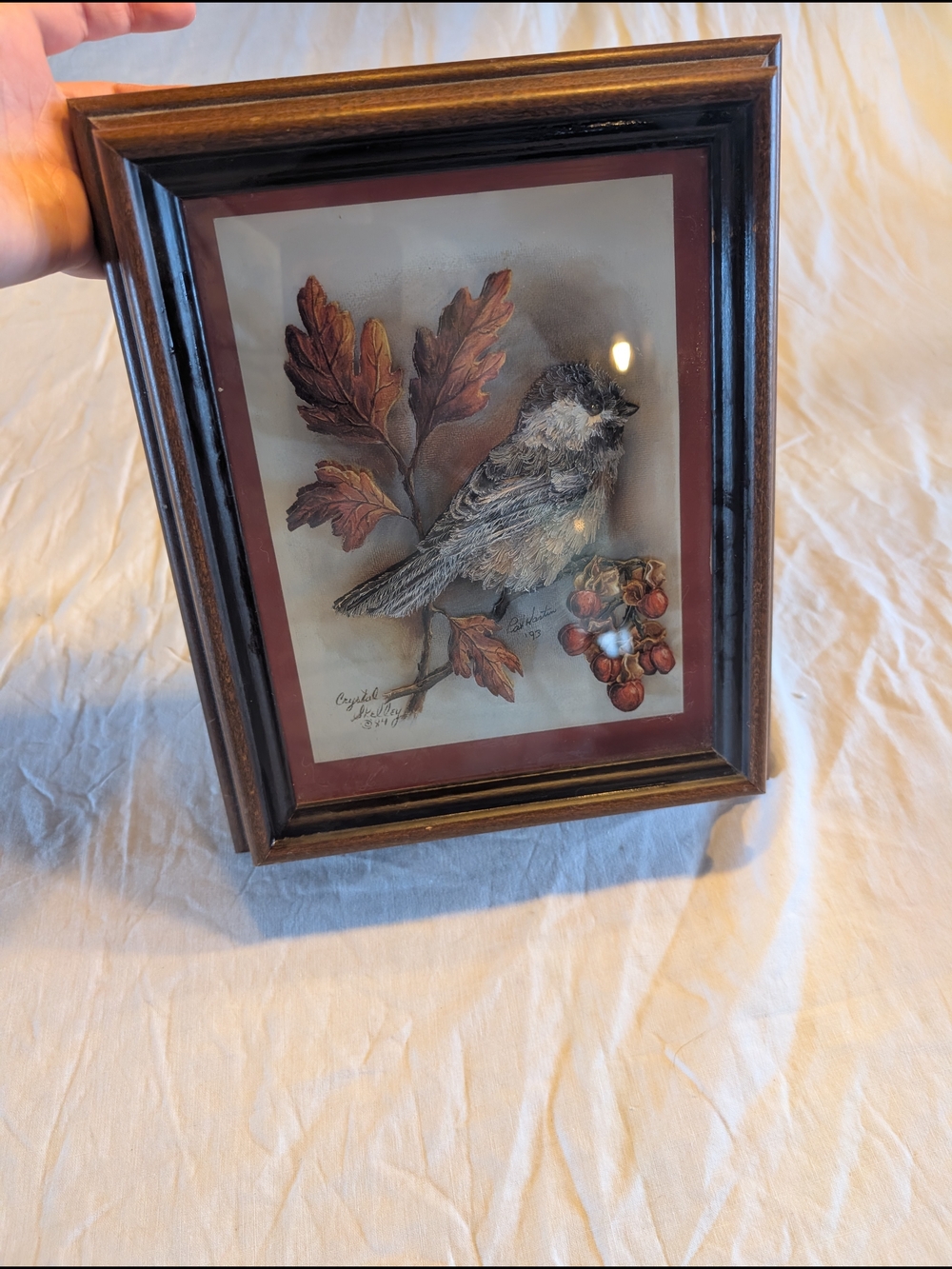 2/40$ Vintage Brown and Maroon Framed 3D Bird Wall Art